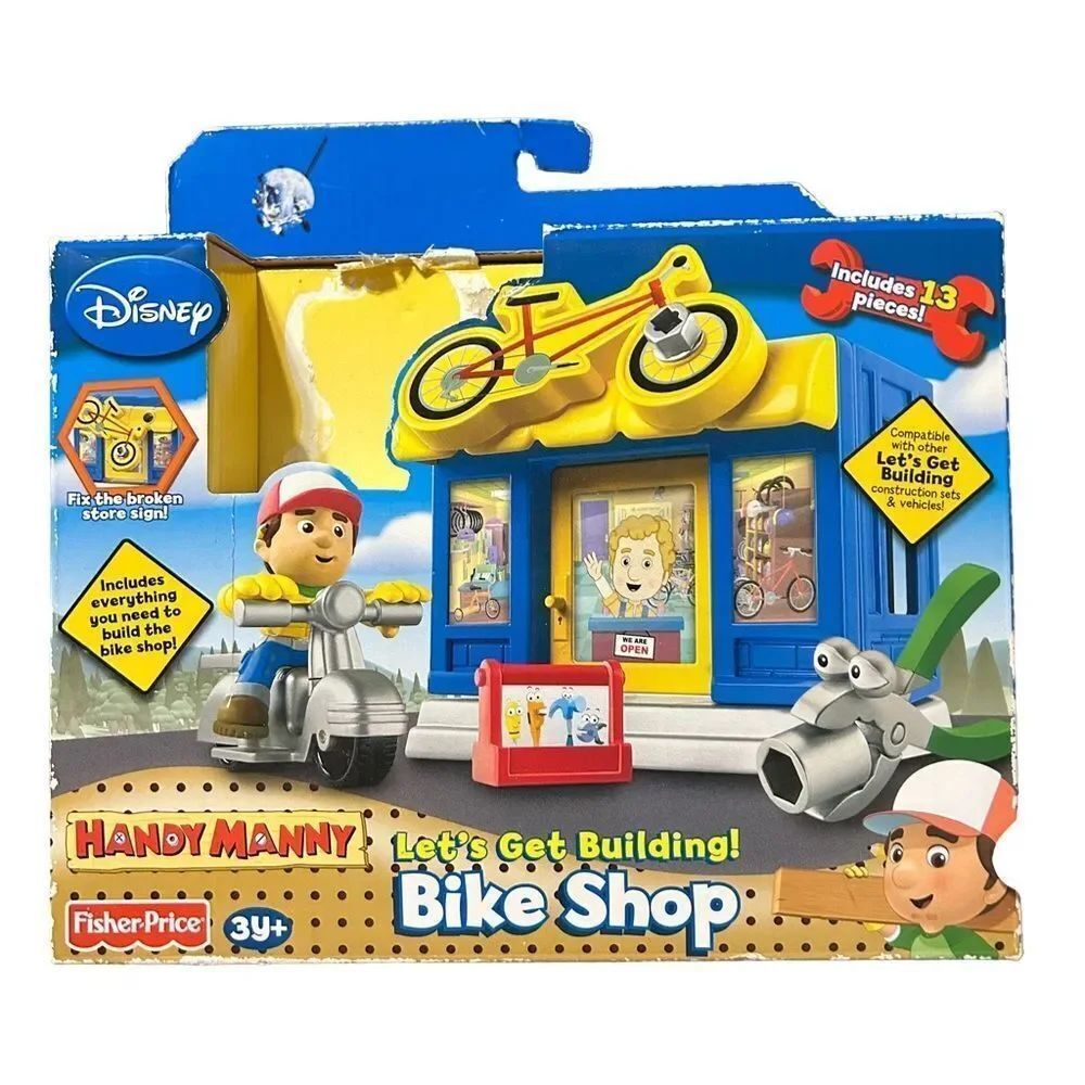 Fisher Price Disney Handy Manny Let’s Get Building Bike Shop Playset Rare 2010